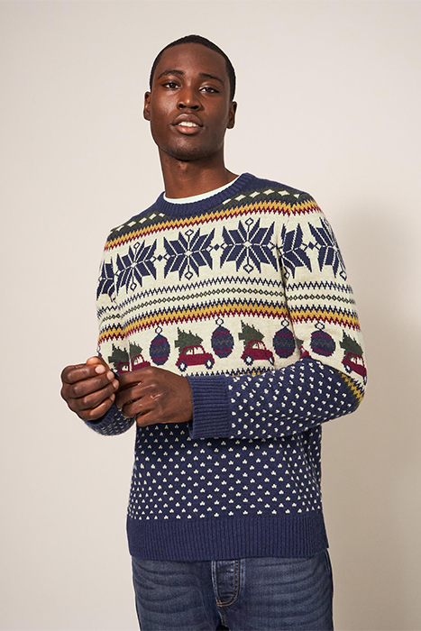 NOVELTY FAIRISLE CREW NAVY 1