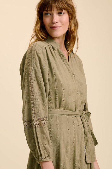 RINDA - LICHEN SHIRT DRESS WITH EMBROIDERY AND ALL-OVER LACE 3
