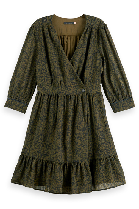 WRAP MINI DRESS LEOPARD SPOT GREEN 4