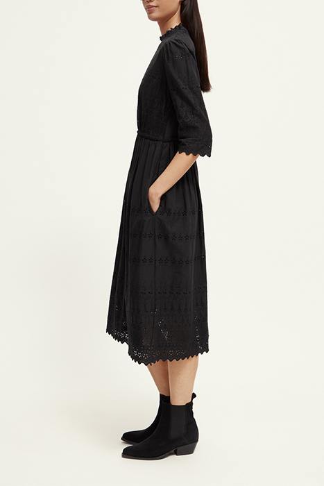 MIDI BRODERIE DRESS BLACK 6