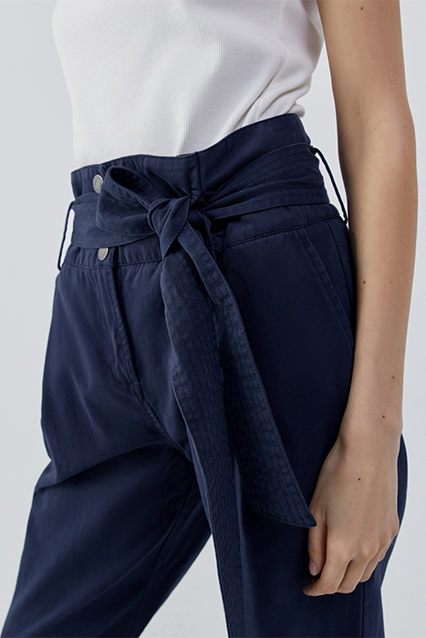 NAVY WIDE-LEG TROUSERS WITH REMOVABLE BELT 7