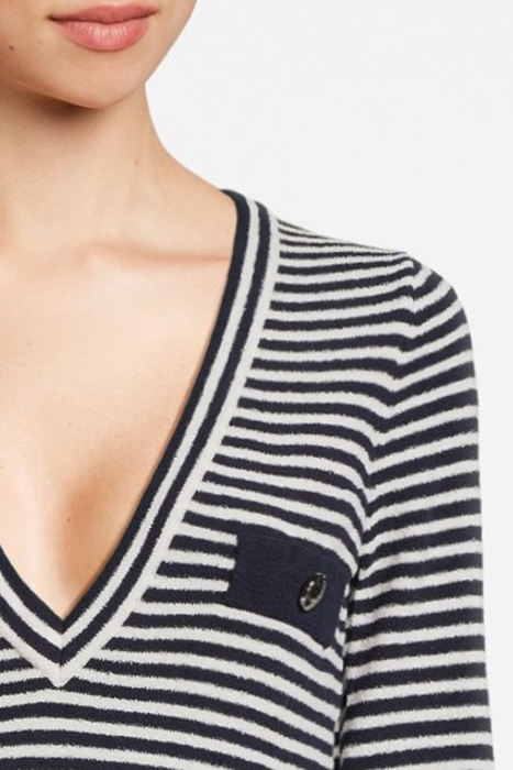 YVES ABITO TRICOT BOUCLE RIGAT WHITE/DARK BLUE 5