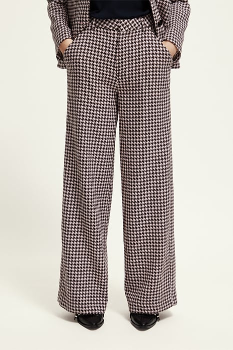 HANA - HOUNDSTOOTH HIGH RISE WIDE LEG PANTS HOUNDSTOOTH PINK 1