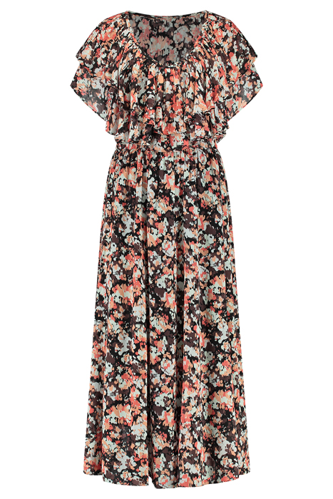 ROMA LONG DRESS FLOWERFIELD BROWN 1