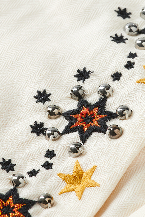 EMBROIDERED HIGH RISE PANT ECRU 8