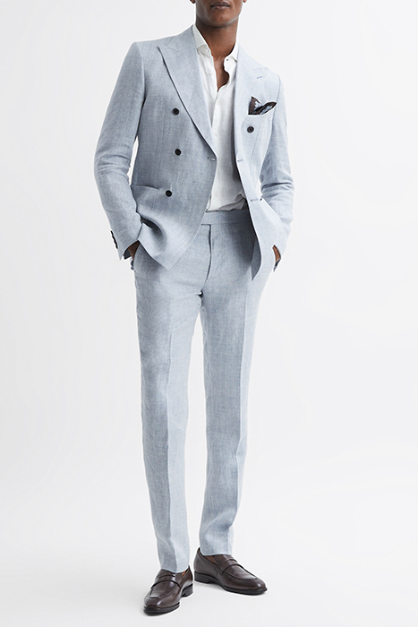 LAGOON-HERRINGBONE SUIT PANTS BLUE 3