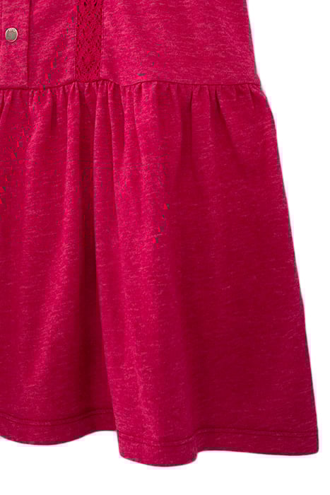 GIRLS’ FUCHSIA PINK T-SHIRT DRESS, PRESS STUDS DOWN FRONT FU 6