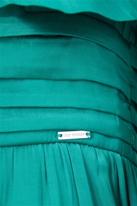 GREEN RECYCLED SATIN DRESS WITH DRAPED BELT 10