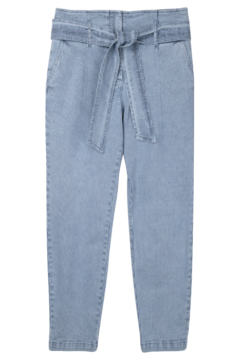 BLUE BELTED PAPERBAG JEANS WITH THIN WHITE STRIPES 3