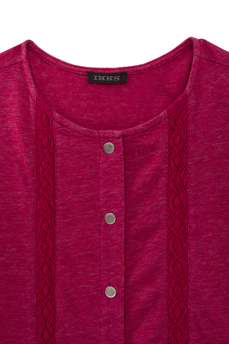 GIRLS’ FUCHSIA PINK T-SHIRT DRESS, PRESS STUDS DOWN FRONT FU 4