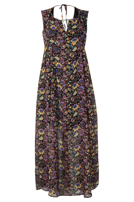 BLACK XL FLOWER PRINT BACKLESS LONG DRESS 2