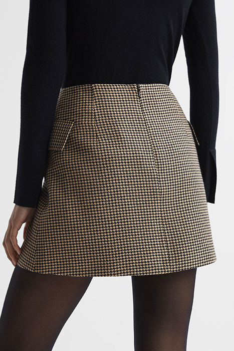 ELLA-CHECK MINI SKIRT BLACK/CAMEL 5