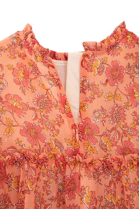 GIRLS' ORANGE FLOWERY PRINT DRESS PEACH 5