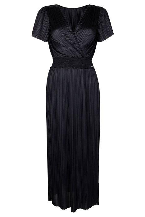 BLACK RECYCLED PLEATED LONG DRESS 3