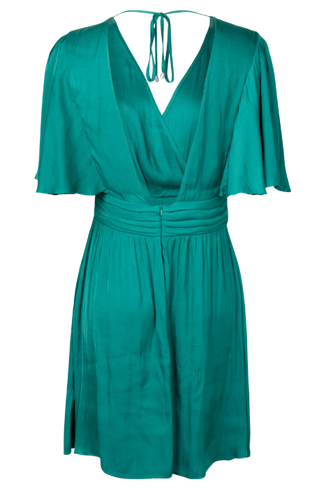 GREEN RECYCLED SATIN DRESS WITH DRAPED BELT 5