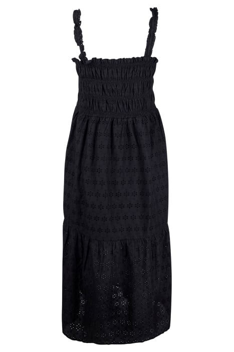SHIRRED BRODERIE SUNDRESS LONG BLACK 2