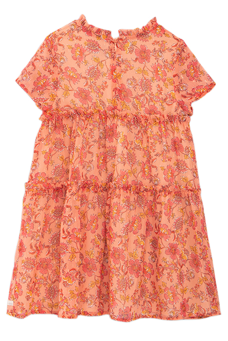 GIRLS' ORANGE FLOWERY PRINT DRESS PEACH 2