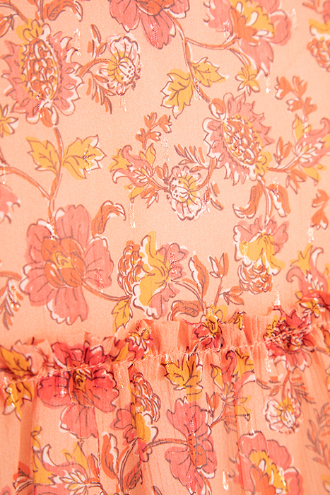 GIRLS' ORANGE FLOWERY PRINT DRESS PEACH 8