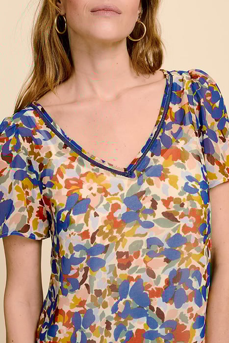 CANAY - SAPPHIRE TOP WITH MULTICOLORED FLOWER PRINT 3