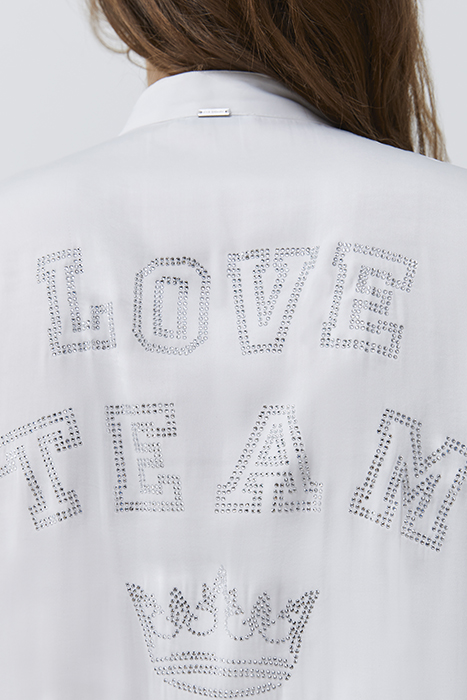 WHITE SATIN SHIRT WITH DIAMANTÉ SLOGAN ON BACK OFF-WHITE 6