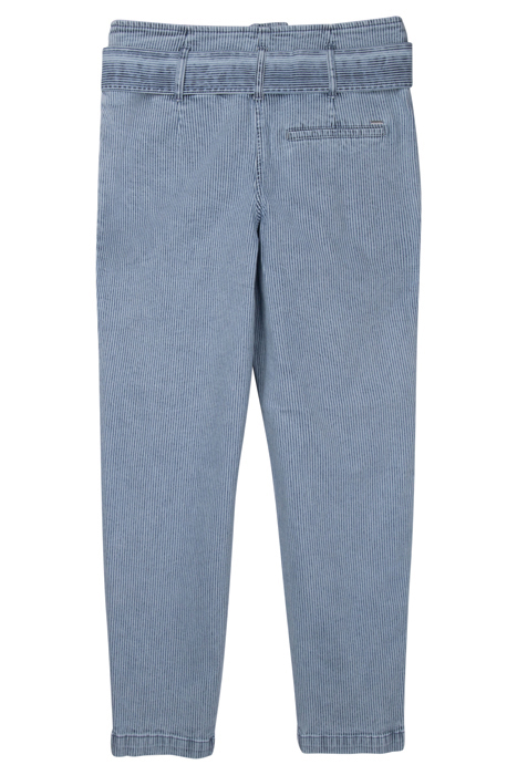 BLUE BELTED PAPERBAG JEANS WITH THIN WHITE STRIPES 4