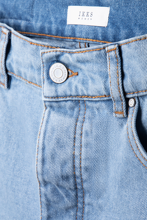 BLUE DENIM RAW-EDGE HIGH-WAIST SHORTS 9