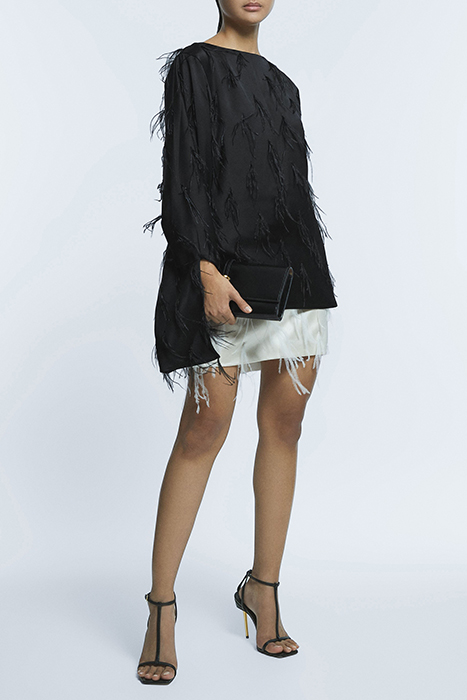 DAISY-FEATHER BLOUSE BLACK 2