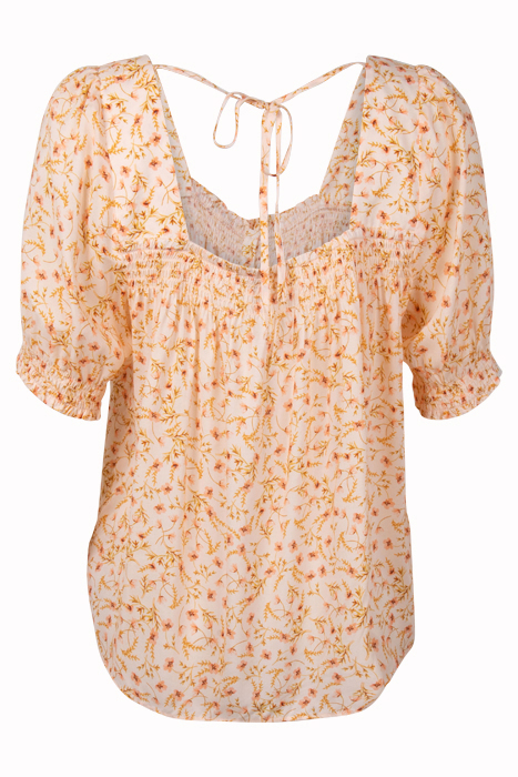 MON SQUARE NECK BUTTON THROUGH FLUSHED CORAL DITSY 2