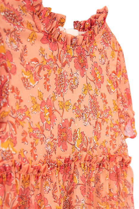 GIRLS' ORANGE FLOWERY PRINT DRESS PEACH 3