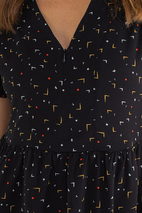 BLACK ARTY MINIMALIST PRINT DRESS BLACK 3