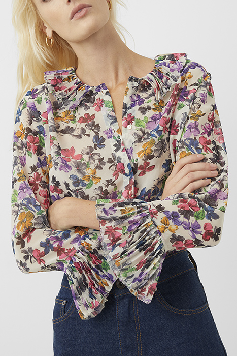 ALIANAU MIX BUTTON DOWN TOP CLASSIC CREAM MULTI 4