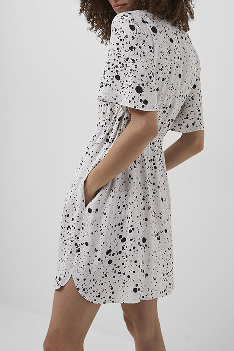 DROPLET DRAPE SHIRT DRESS SUMMER WHITE/BLACK 2