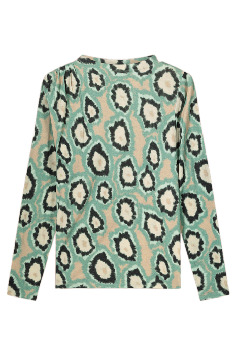 LONG SLEEVE TOP BLURRED CIRCLES PRINT GREENS 3