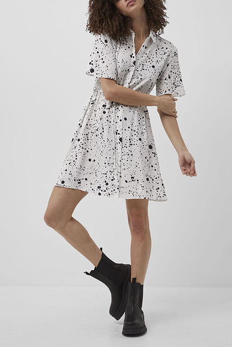 DROPLET DRAPE SHIRT DRESS SUMMER WHITE/BLACK 3