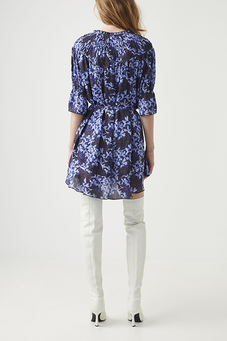 DIONNE GATHERED NK DRESS SEA BLUE/WINTER WHT 3