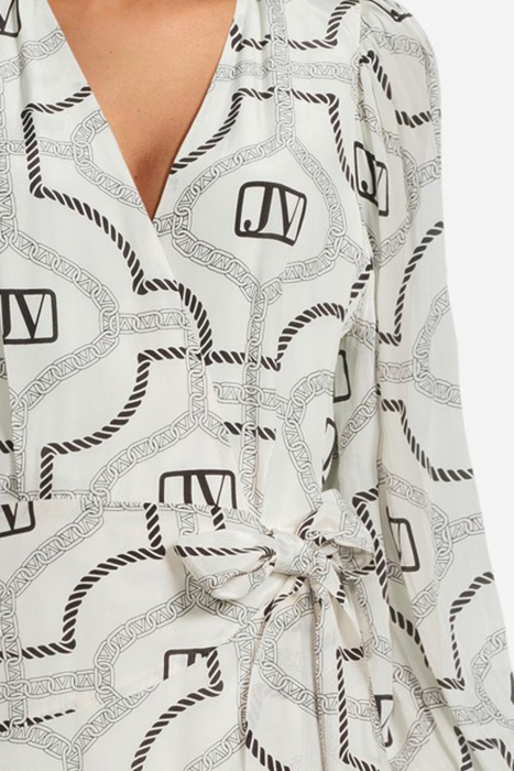 NICOLETTE DRESS COCOON WHITE BLACK 4