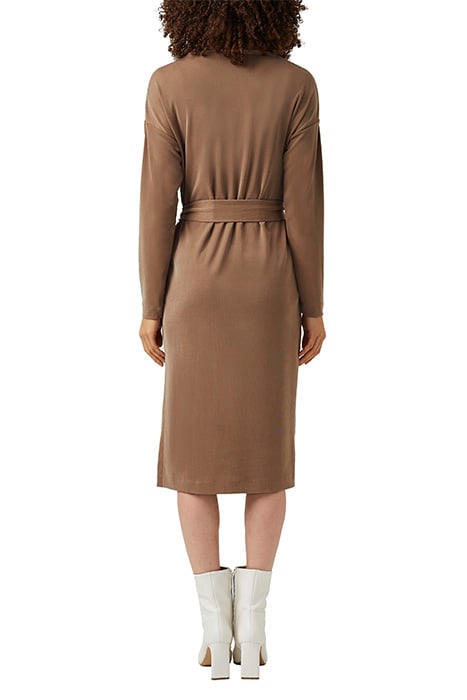 RENJI MODAL ROLL NK MIDI DRESS CAMEL 3