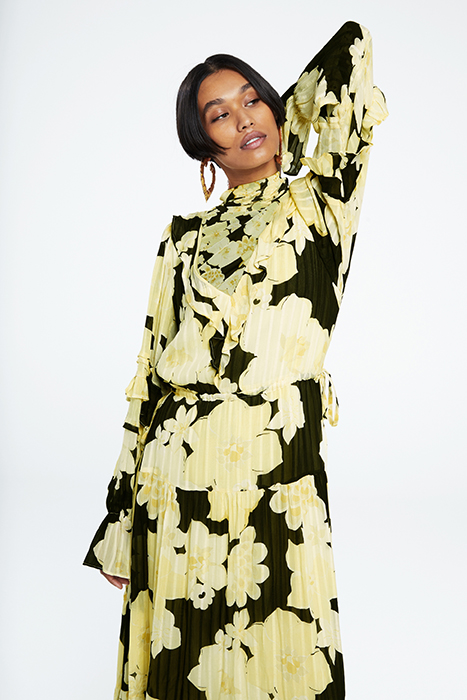 BRIGITTE DRESS BLACK/LEMON SORBET 5