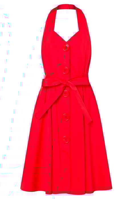 MOSCHINO BUTTONS STRETCH SATIN DRESS RED 3