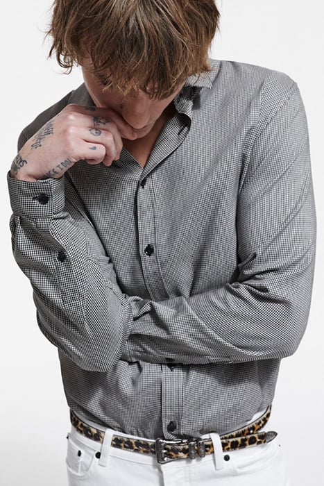 FEATHER PRINT SHIRT BLACK WHITE 6