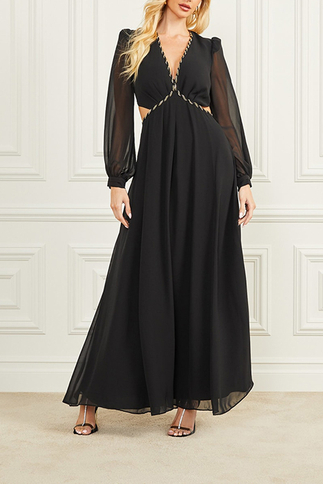 URSULA GOWN SOLID JET BLACK MAXI DRESS 3