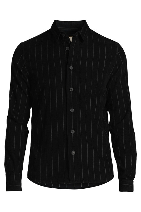 BLACK STRIPED ORGANIC VELVET REGULAR SHIRT BLACK 3