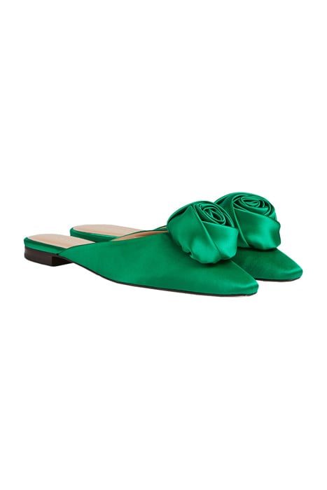 ROSIE SATIN ROSE FLAT EMERALD 2