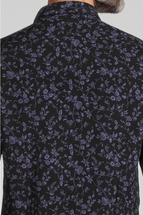 BLACK LENZING™ ECOVERO™ SLIM SHIRT WITH DARK PURPLE FLOWER M 4