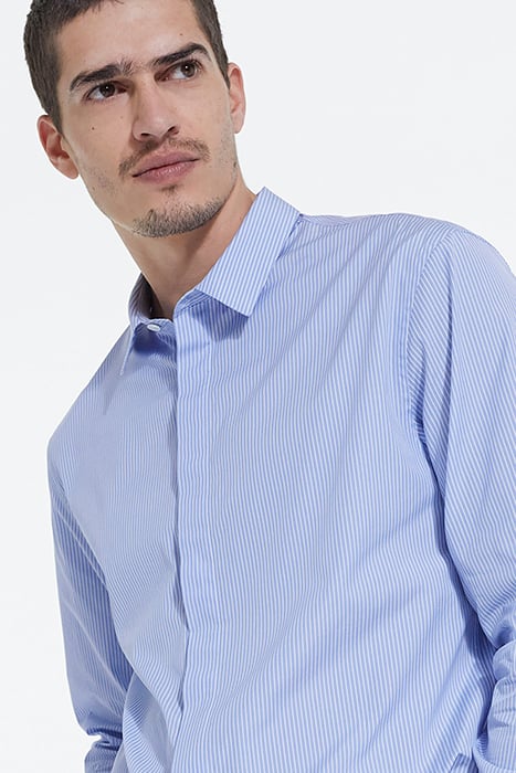 SLIM DECLINED STRIPED SHIRT WITH HIDDEN BUTTON PAD WHITE / S 5