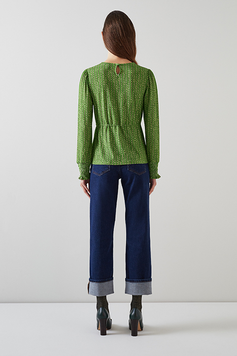 TJ ELLIE JERSEY PRINT TOP GREEN 3