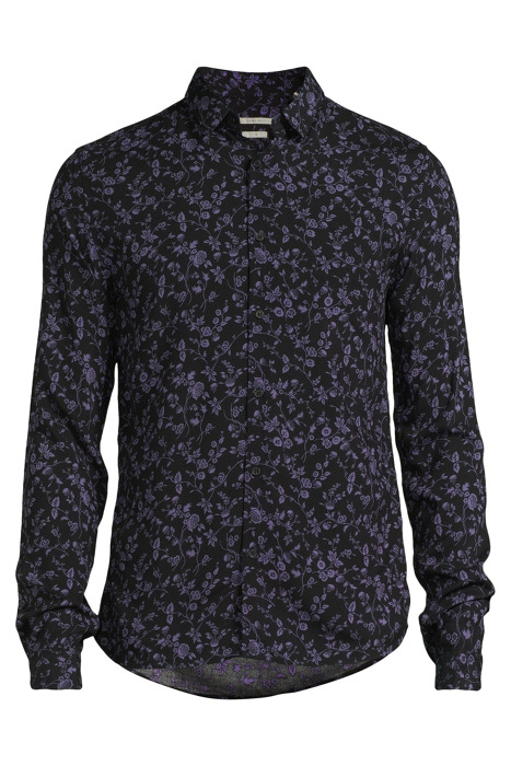 BLACK LENZING™ ECOVERO™ SLIM SHIRT WITH DARK PURPLE FLOWER M 3