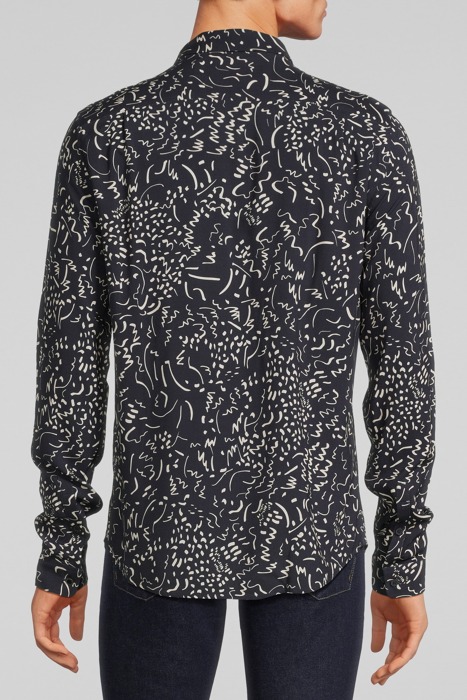 NAVY LENZING™ ECOVERO™ GRAFFITI PRINT REGULAR SHIRT NAVY 2