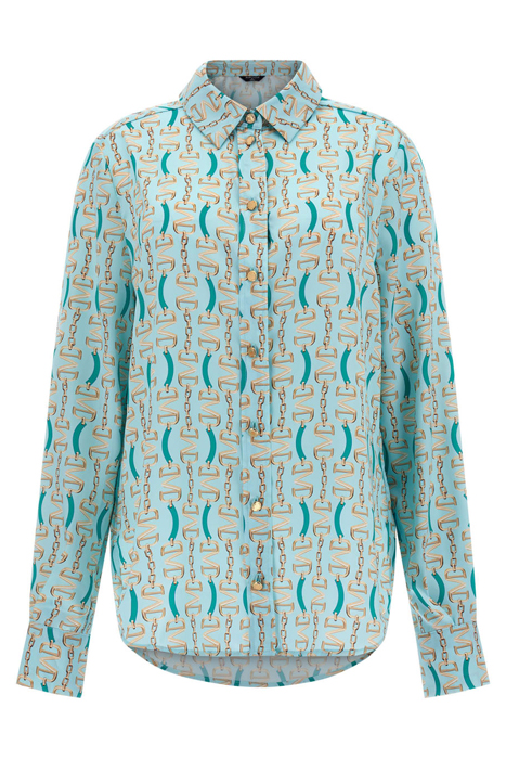 MELISSA PRINTED POLY GOLDEN MONOGRAM BUTTON-DOWN SHIRT GREE 3