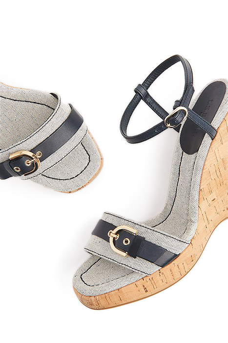 SKY CORK CANVAS WEDGE NAVY 5